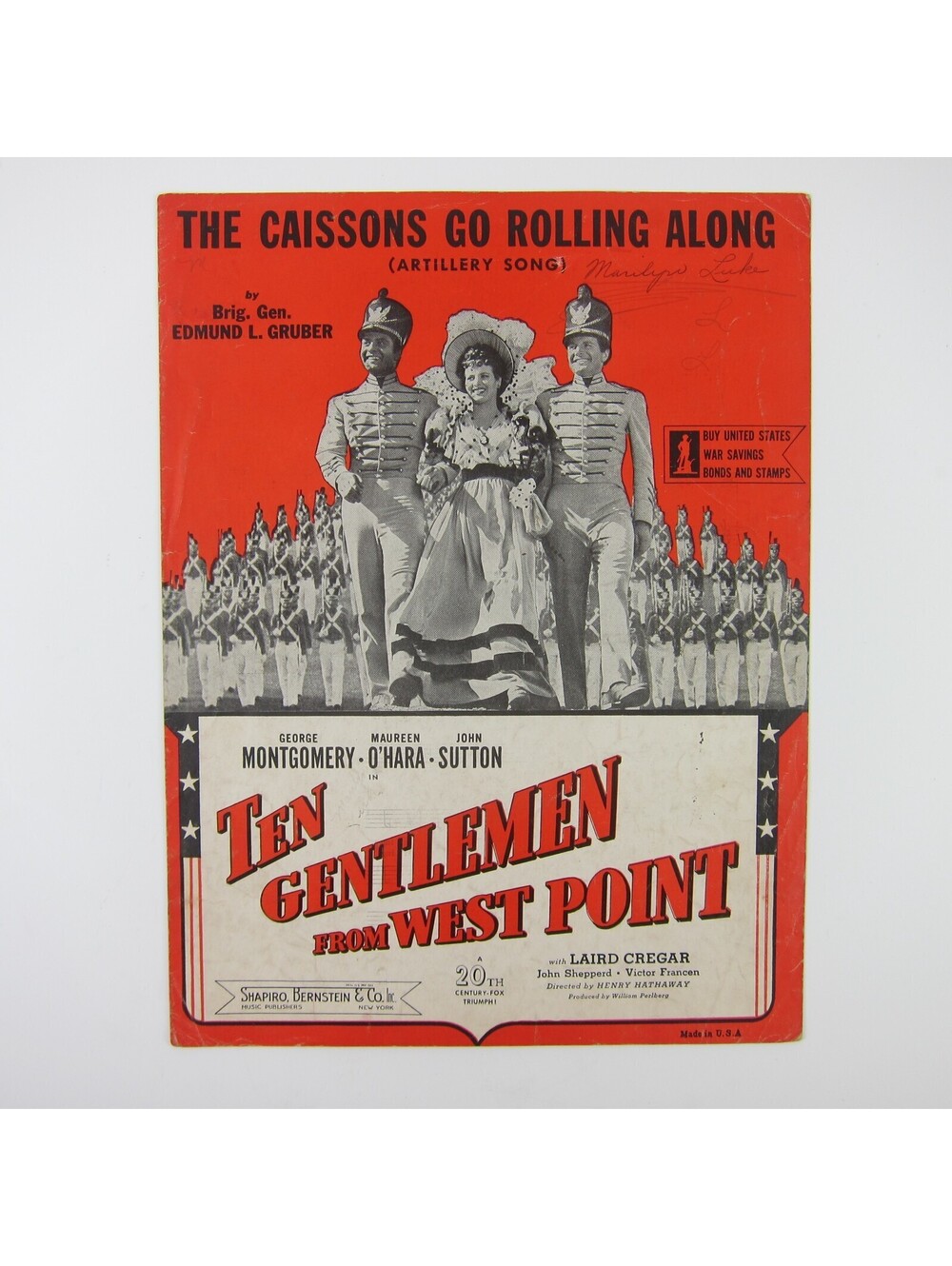 Sheet Music Caissons Go Rolling Along Ten Gentlemen From West Point Vintage 1936